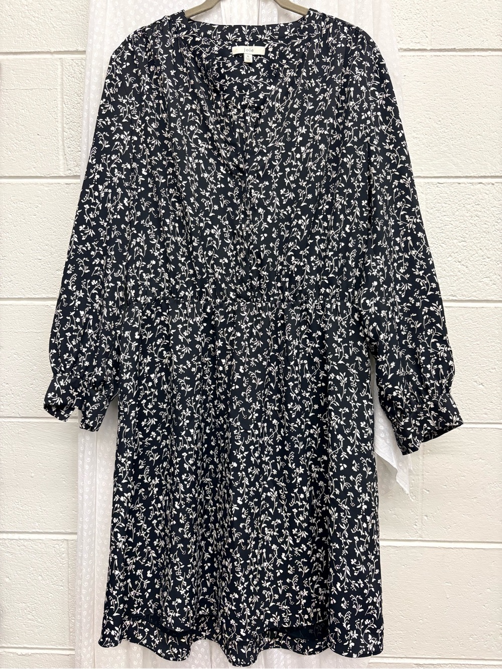 Joie Black Dress with White Dainty Flowers Boho